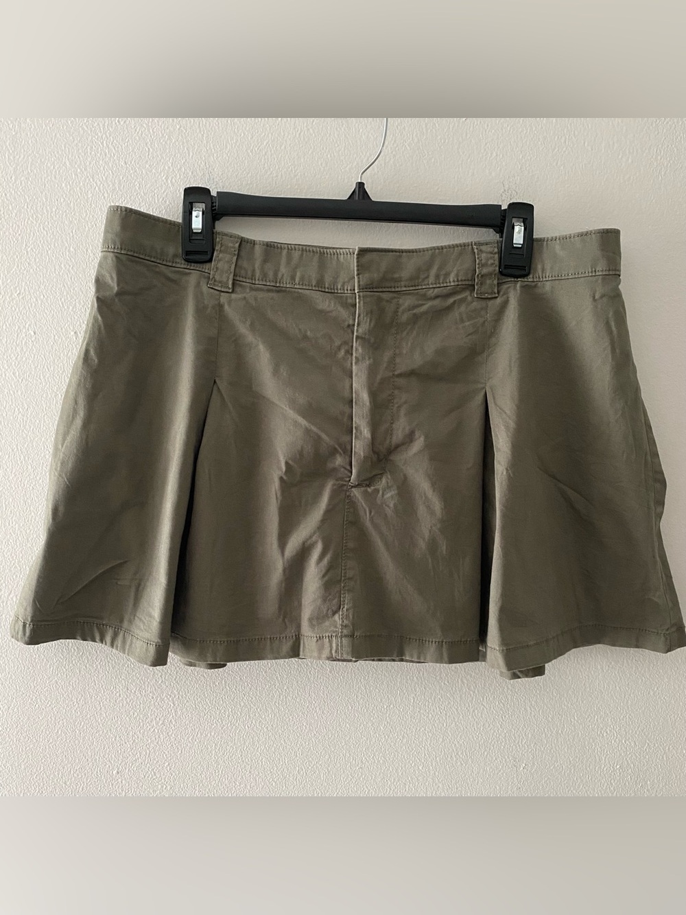 Abercrombie & Fitch Olive Green Pleated Skort Cotton Mini